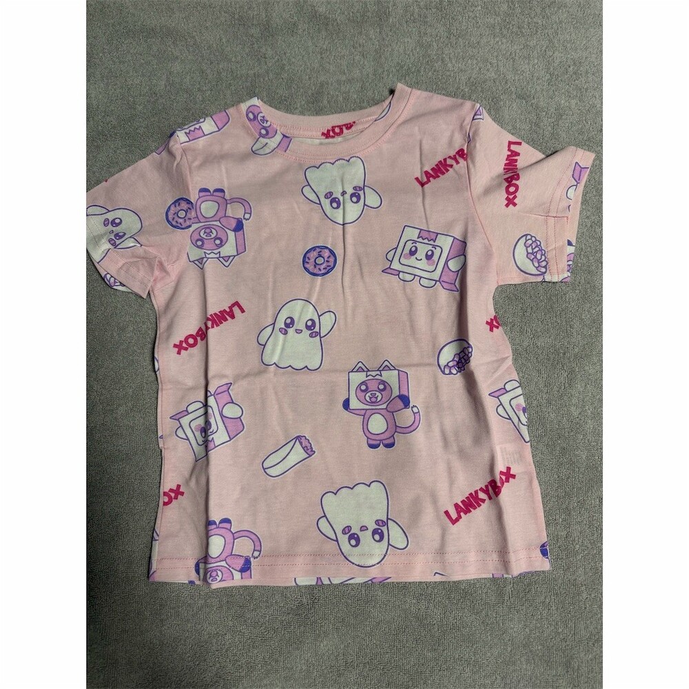 LankyBox Kids T-Shirt Unisex Size 5T Pink Allover Character Print Tee